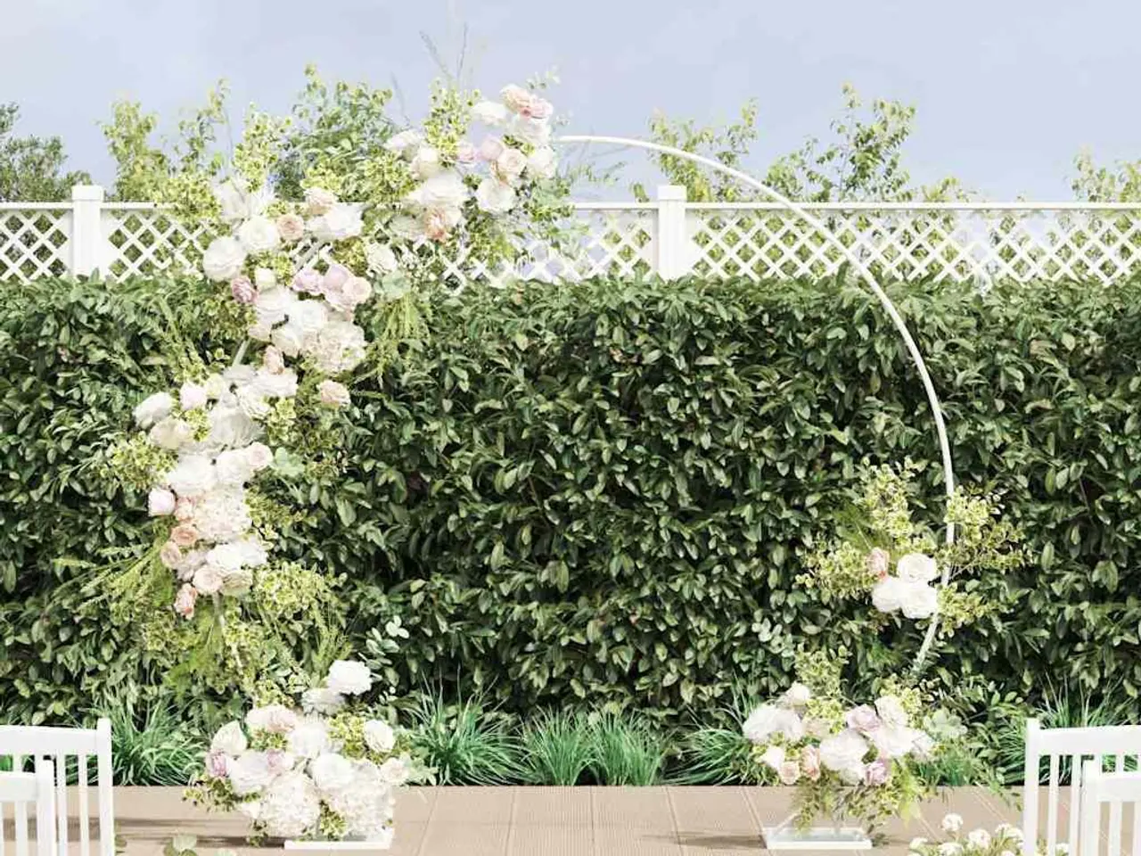 Billede 1 - Bryllupsbue - hvid rund stålbue 220 × 45 × 200 cm