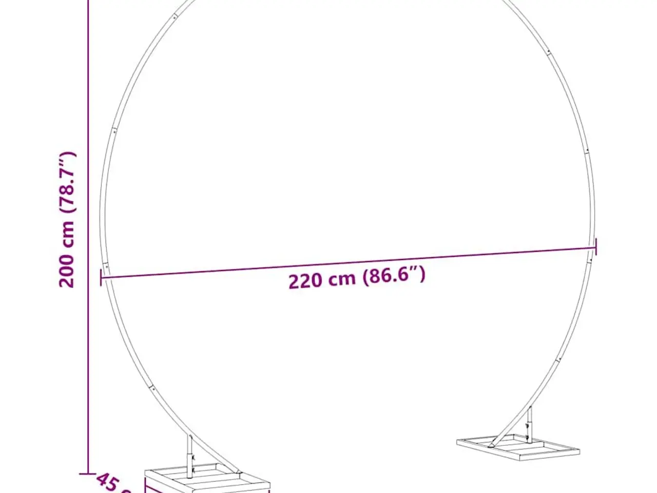 Billede 9 - Bryllupsbue - hvid rund stålbue 220 × 45 × 200 cm