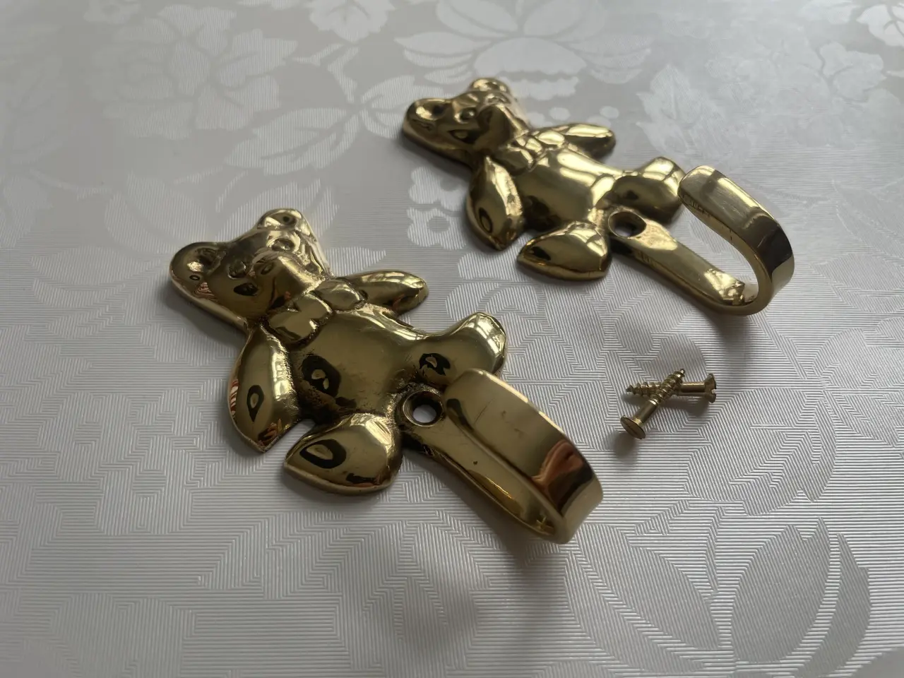 Billede 3 - Fine messing bamse knager inkl messing skruer