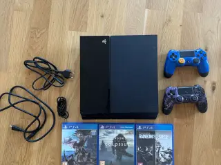PlayStation 4 med 2 originale controllere + 3 spil