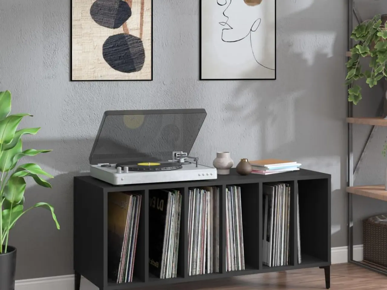 Billede 1 - Vinylskab 100x38x48 cm konstrueret træ sort