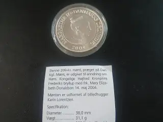200 kr sølvmønt fra kronprins Frederiks og Marys