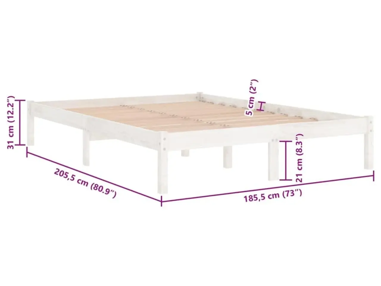 Billede 8 - Sengestel 180 x 200 cm i massivt fyrretræ - hvid