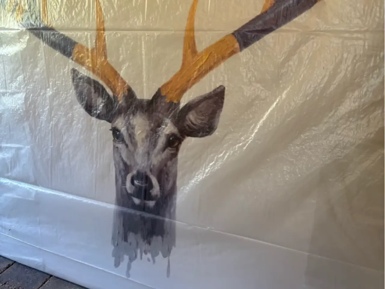 Billede 2 - Mixed media hjorte maleri