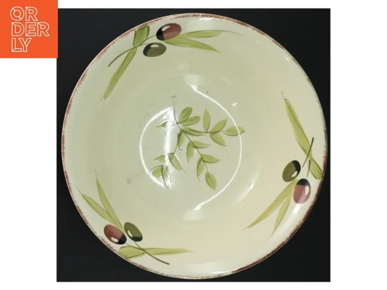 Billede 4 - Stor keramik salatskål med olivenmotiv (str. 25 cm)