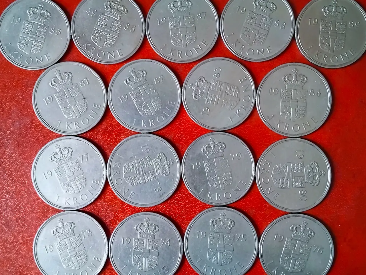 Billede 2 - MARGRETHE II 1 KR KRONE 1973 - 1989 KOMPLET 17 Stk