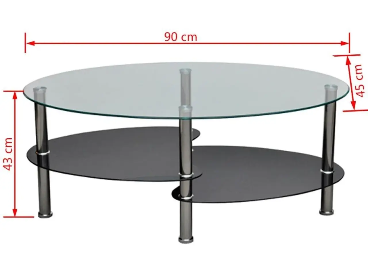 Billede 4 - Sofabord i eksklusivt design - hærdet glas, sort, 90 × 45 × 43 cm