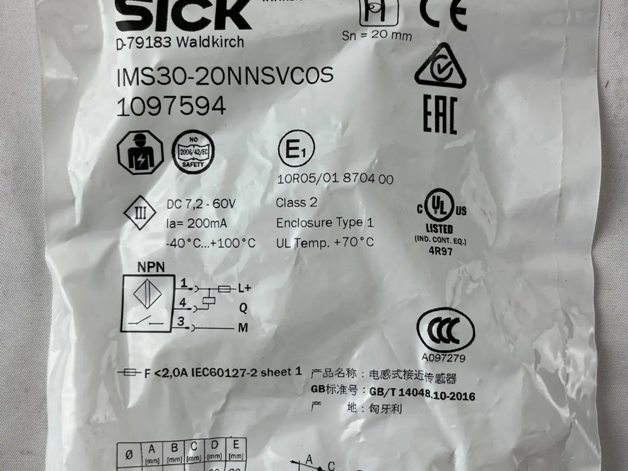 Billede 4 - Sick IMS30-20NNSVC0S 1097594 Proximity Sensor M30