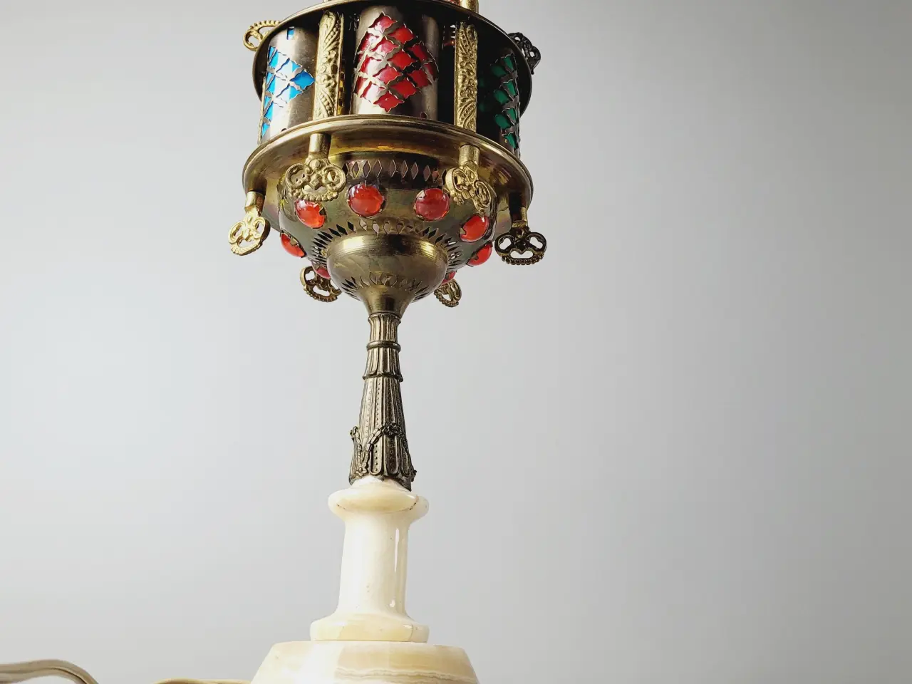 Billede 8 - ⭐️· Vintage Bordlampe i Messing med Onyxfod