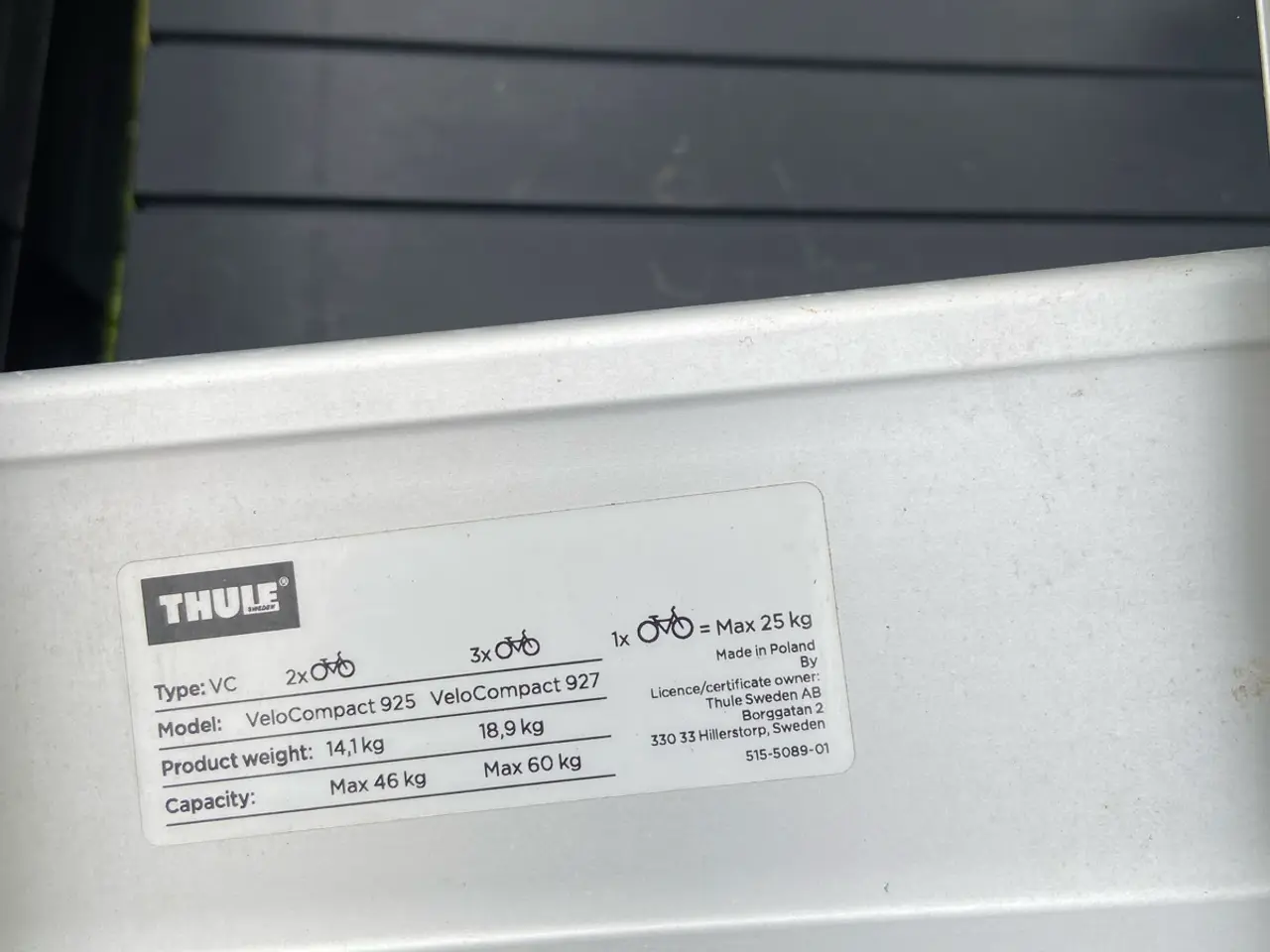 Billede 2 - Thule VeloCompact 925 cykelholder til 2 MTB /EL cy