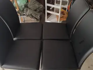 Spisebord stole sorte Kunstlæder 