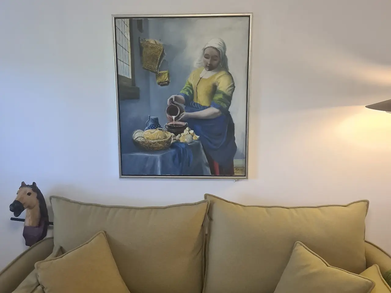 Billede 2 - Stort oliemaleri efter Vermeer – Mælkepigen