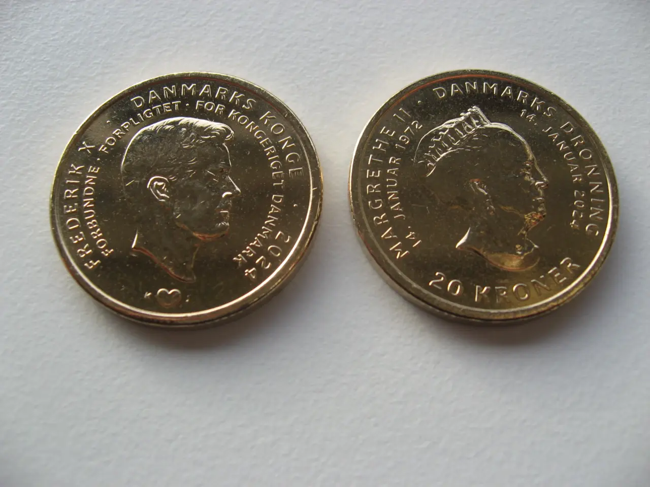 Billede 1 - Tronskiftemønt 2024 Fr.X/Margrethe.II 20kr mønt