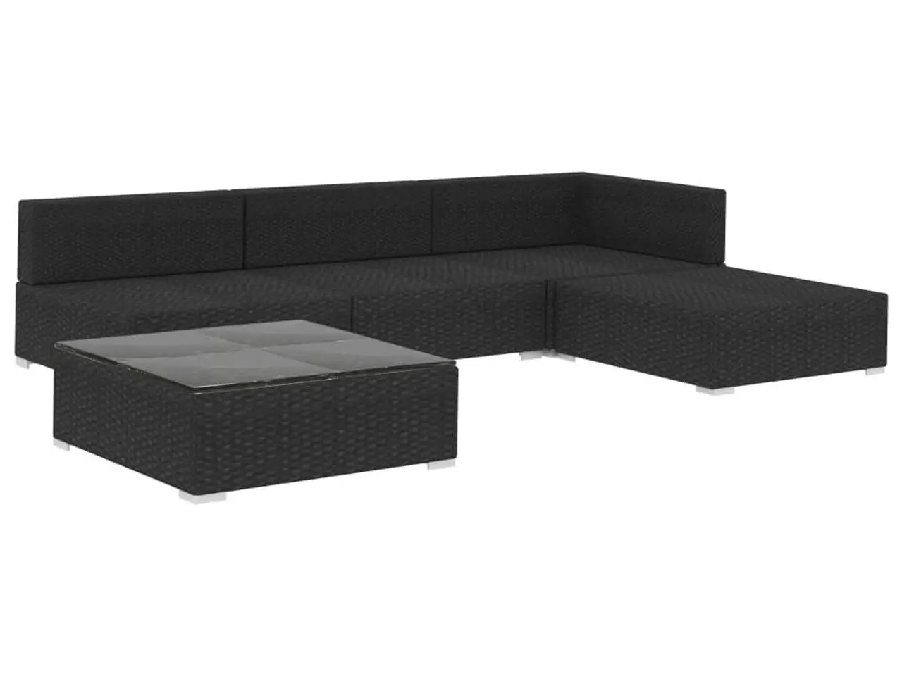 Billede 3 - Haveloungesæt 5 dele med hynder polyrattan sort