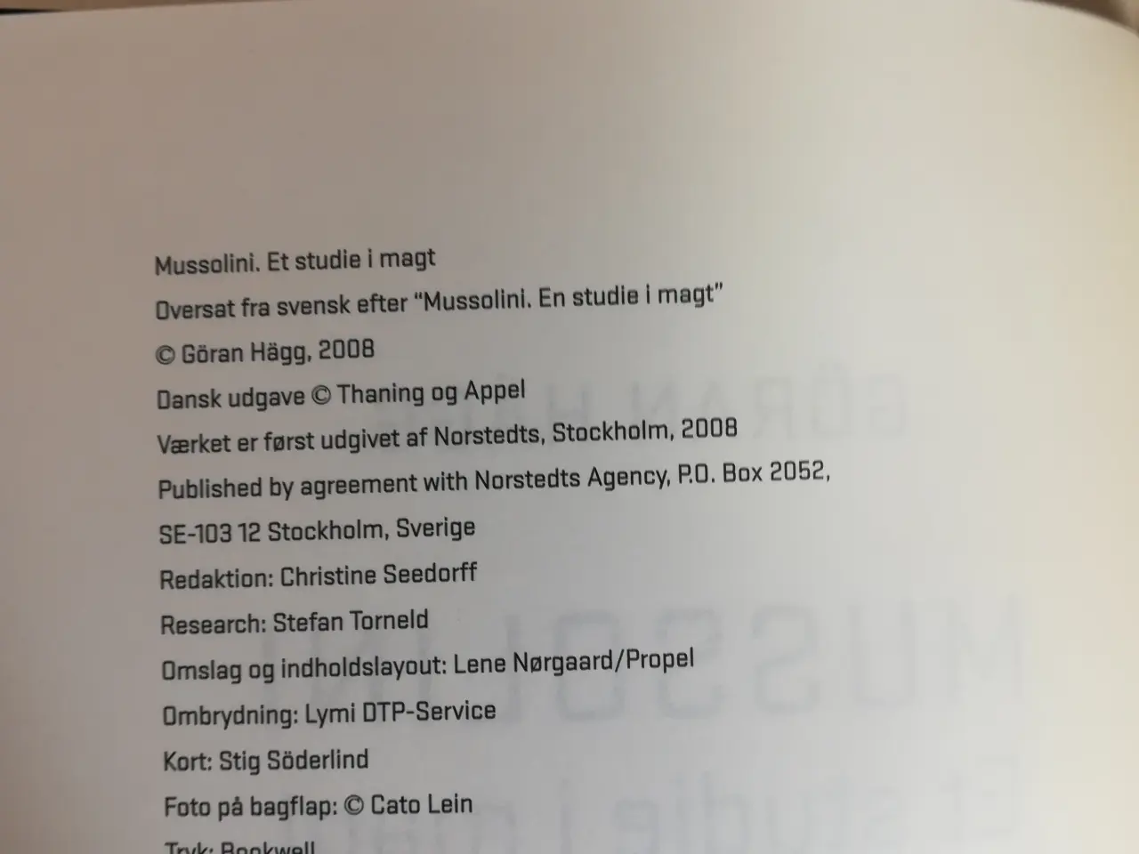 Billede 2 - Mussolini. Et studie i magt, Göran Hägg