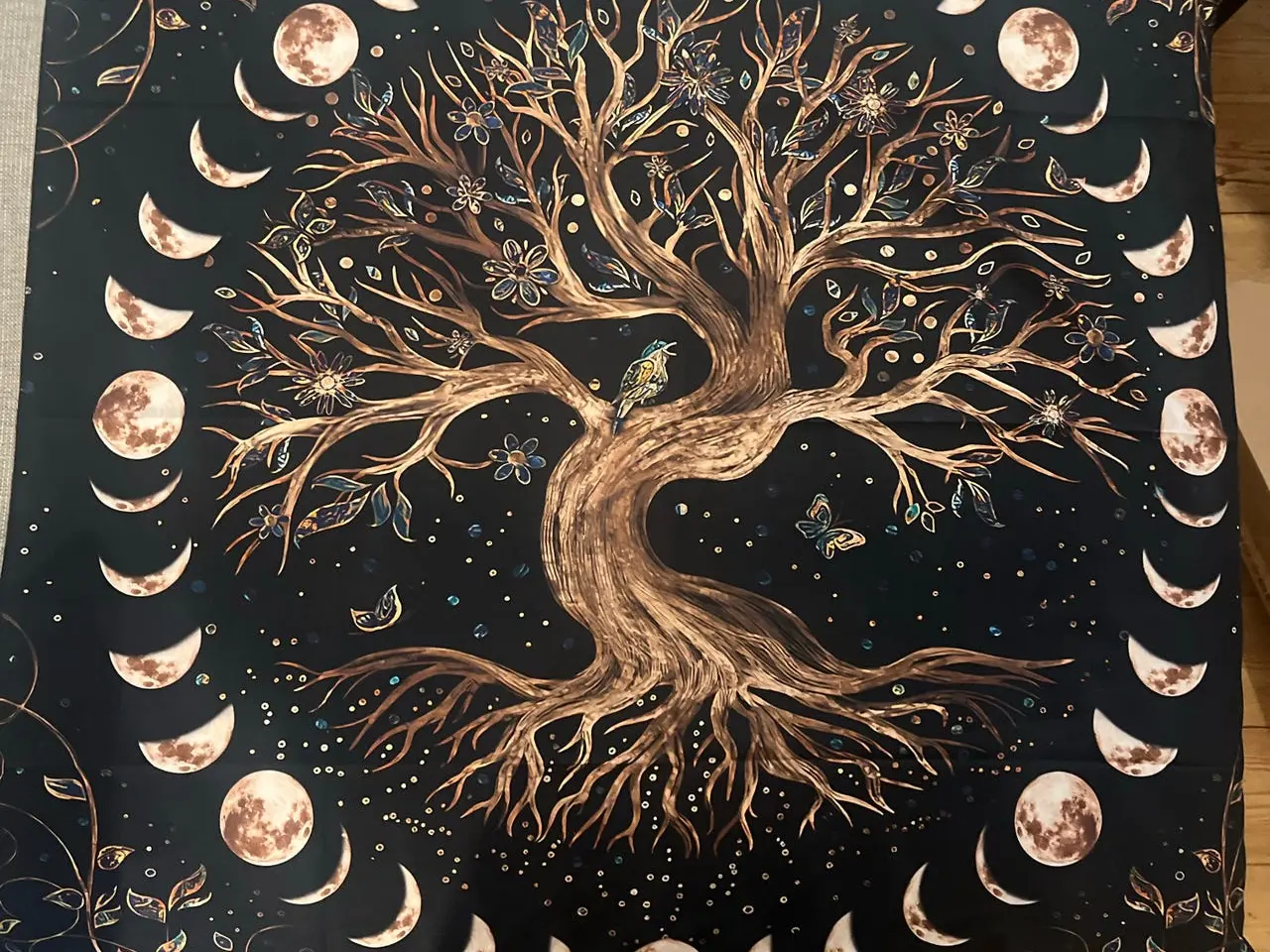 Billede 2 - Tarot dug 73x73cm - Livets træ med måner