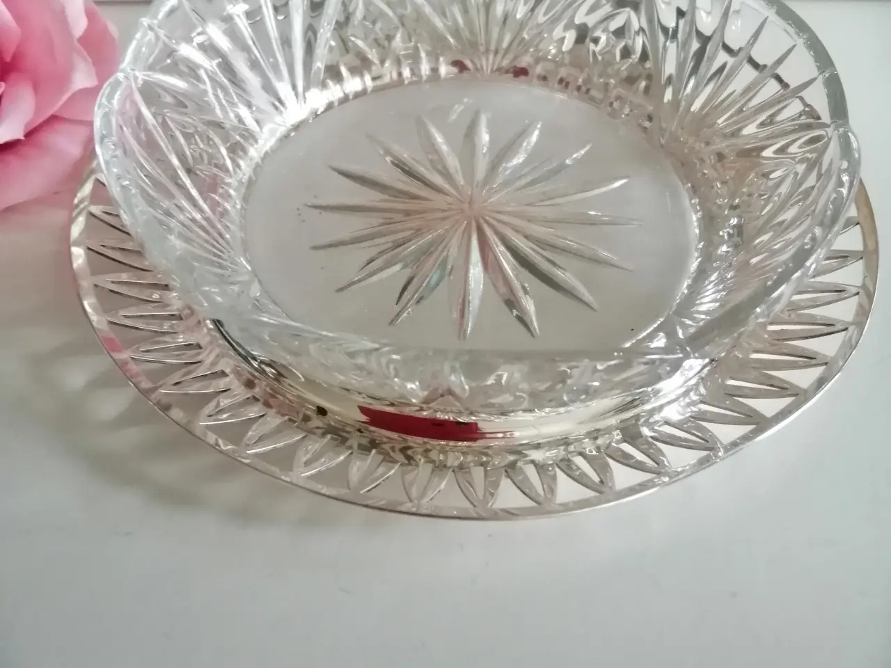 Billede 1 - Glasskål /sølvbakke 