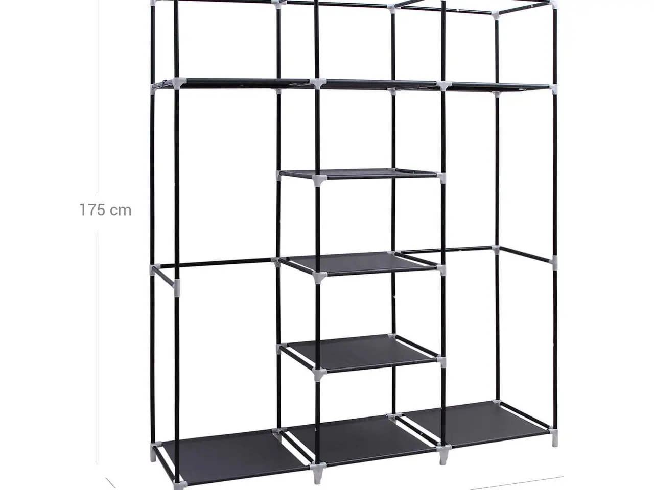 Billede 7 - Foldbart stofskab med 2 tøjstænger - sort, 150 x 45 x 175 cm