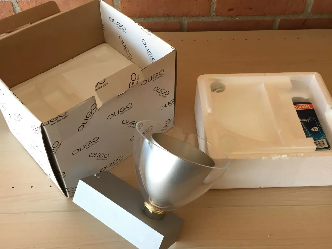 Billede 1 - Glas lamper m alu skærm