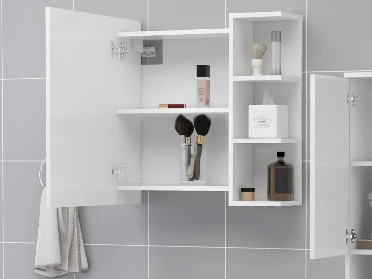 Billede 3 - Badeværelsesskab med spejl 62,5x20,5x64 cm konstrueret træ hvid