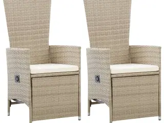 Havelænestole 2 stk. med hynder polyrattan beige
