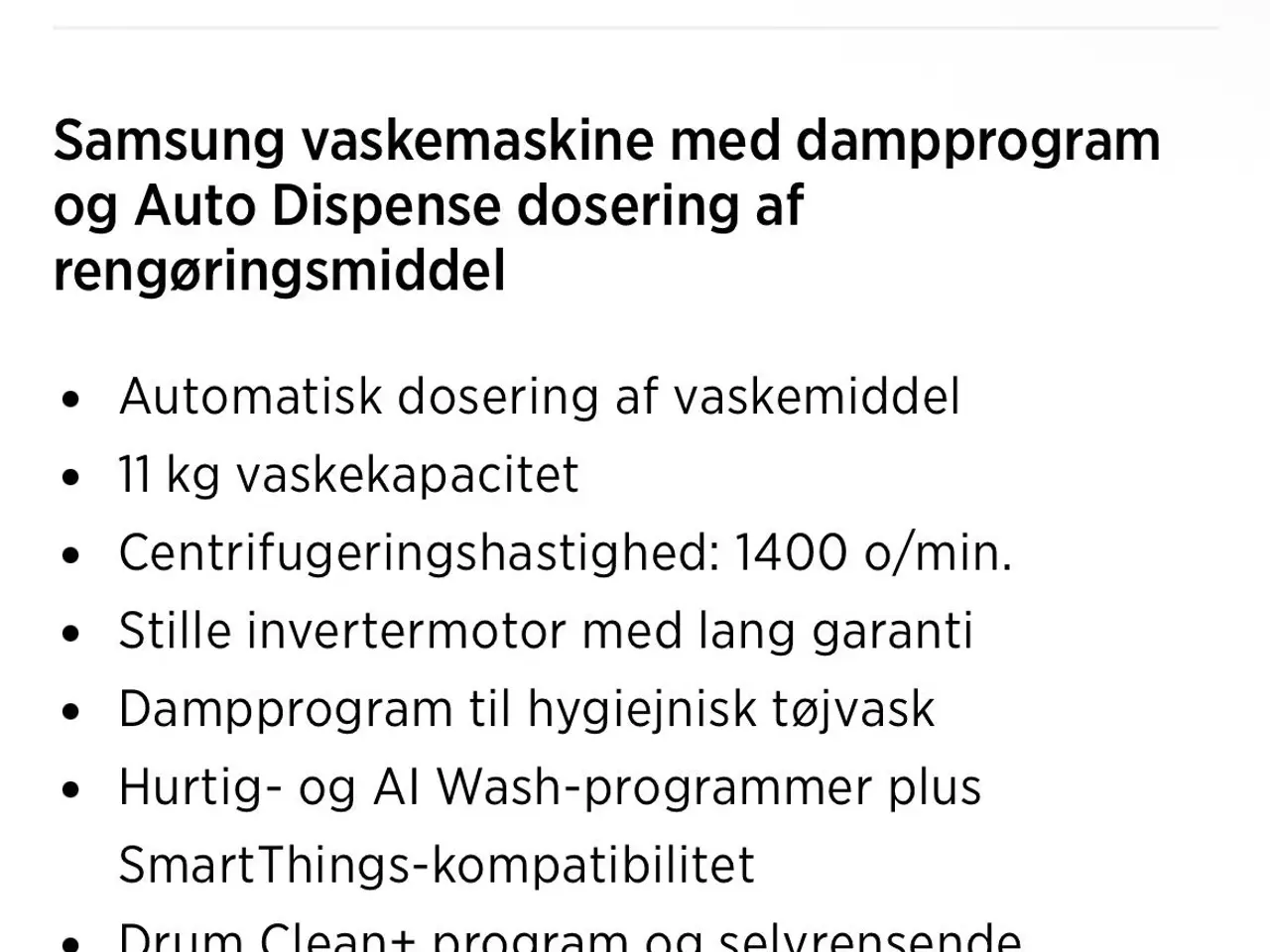 Billede 2 - Samsung BESPOKE 11 kg vaskemaskine (HELT NY)