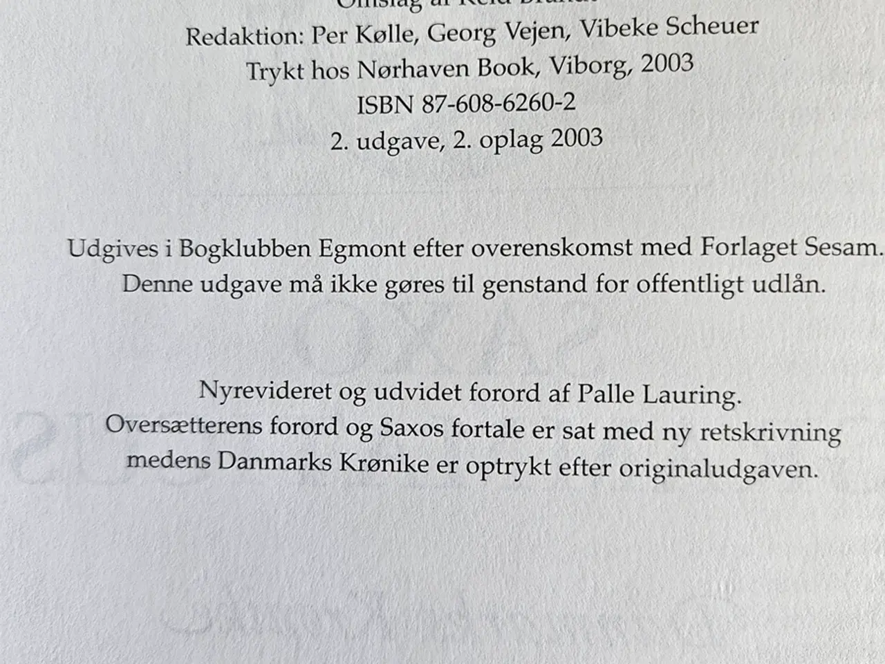 Billede 3 - Saxo Grammaticus Danmarks krønike