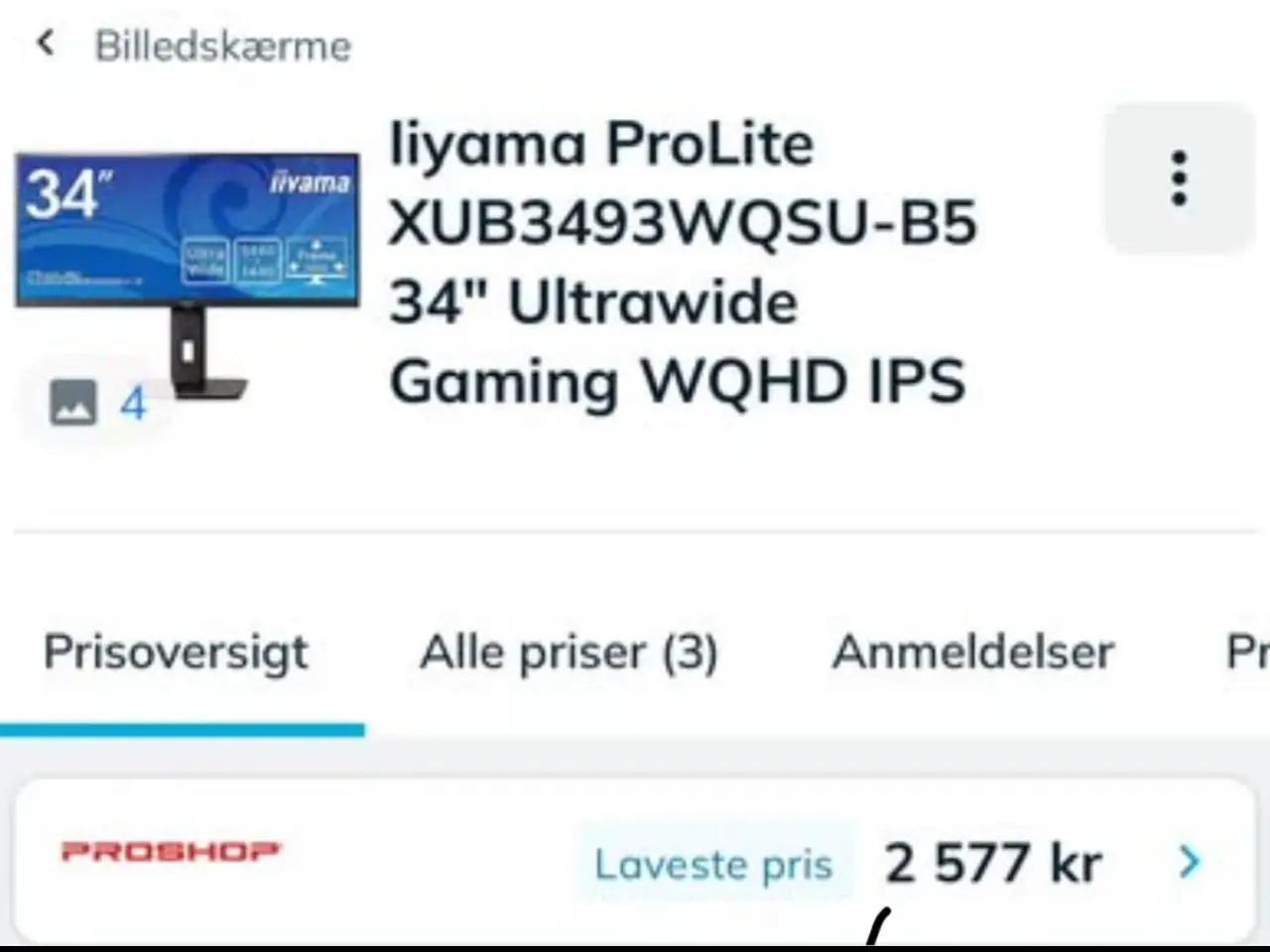 Billede 2 - Skærm 34" iiyama ProLite XUB3493WQSU-, MMORPG
