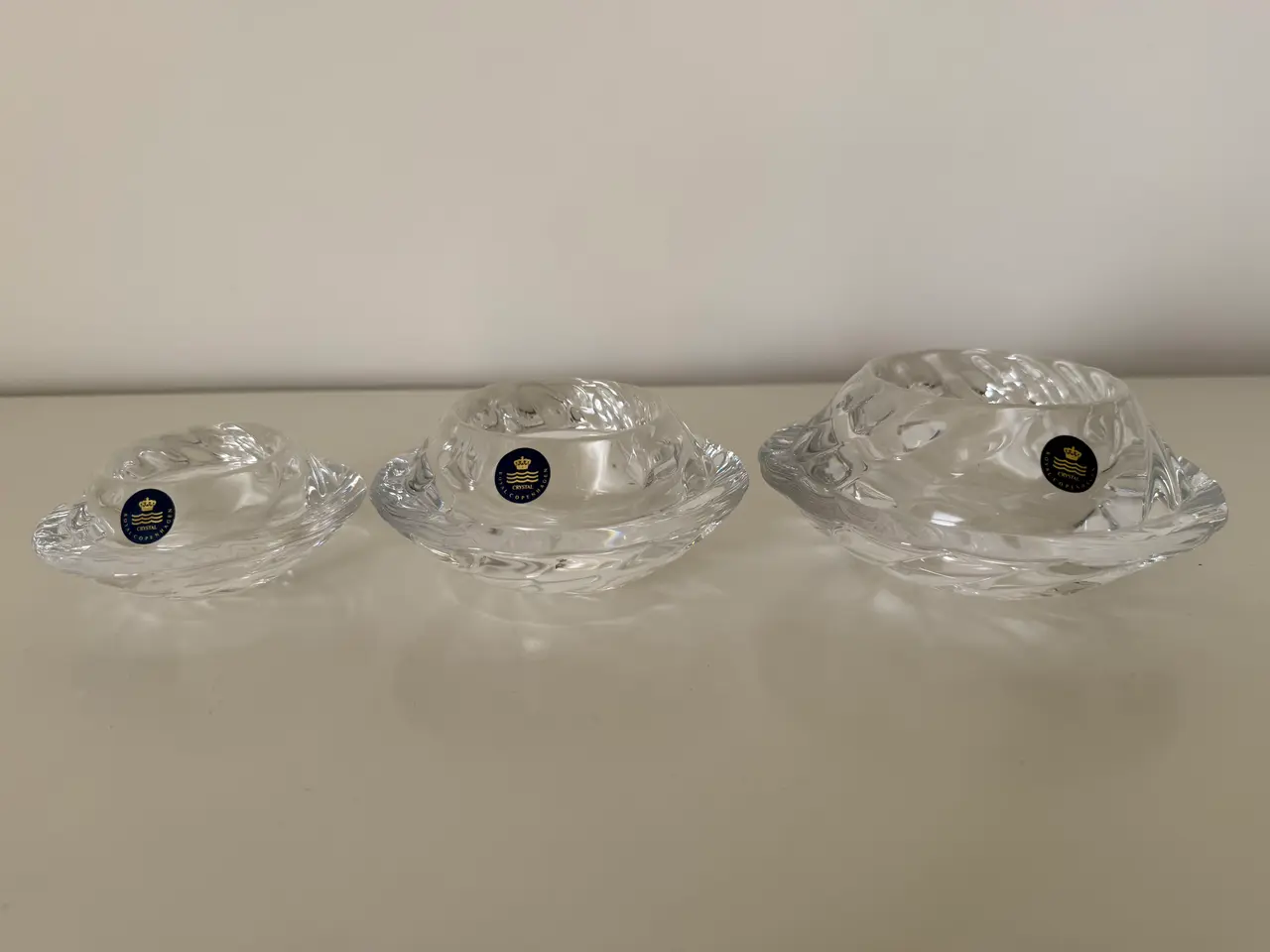 Billede 1 - Sæt med tre stk. RC glas lysestager