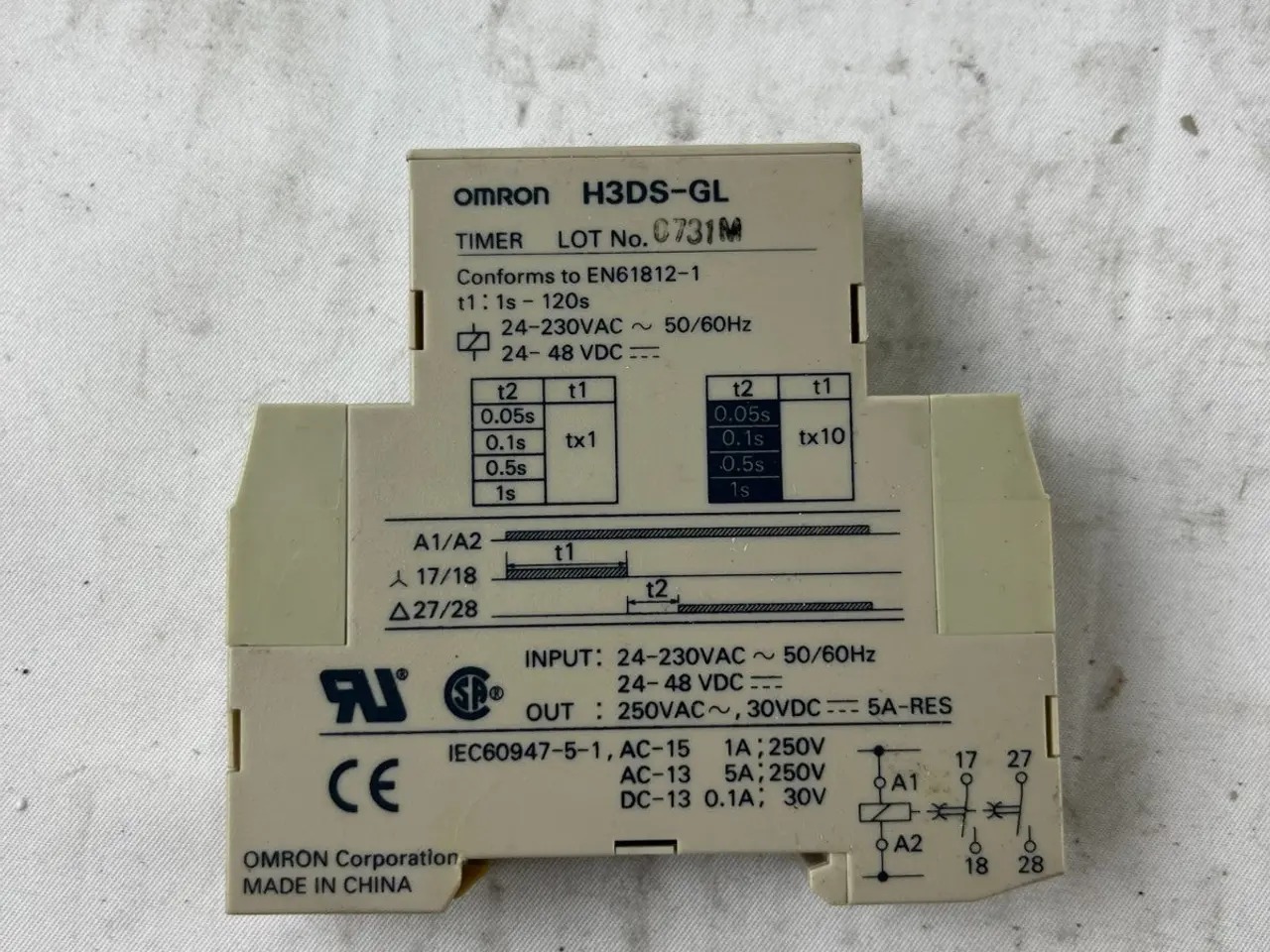 Billede 3 - Omron H3DS-GL Timer relæ 24-230VAC 24-48VDC DIN