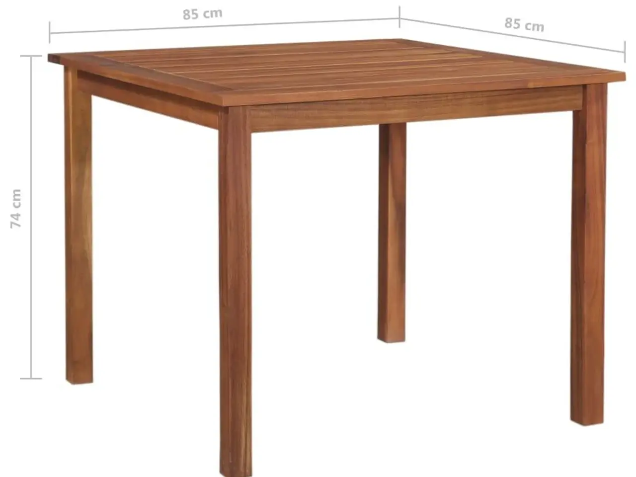 Billede 4 - Havebord i massivt akacietræ - 85 × 85 × 74 cm, olieret