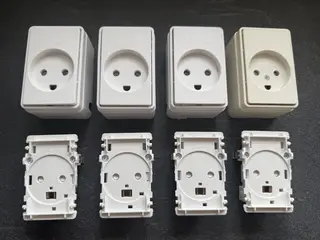 Stikkontakt, med jord, uden afbryder, 1,5 modul