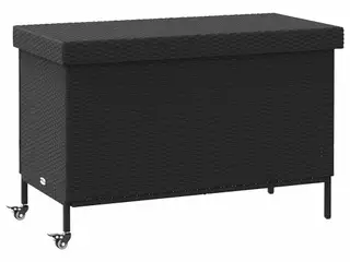 Opbevaringsboks med hjul 110x55x73 cm polyrattan sort