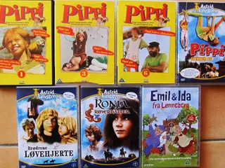 Her sælges 9 dvd film - Pippi m.v.