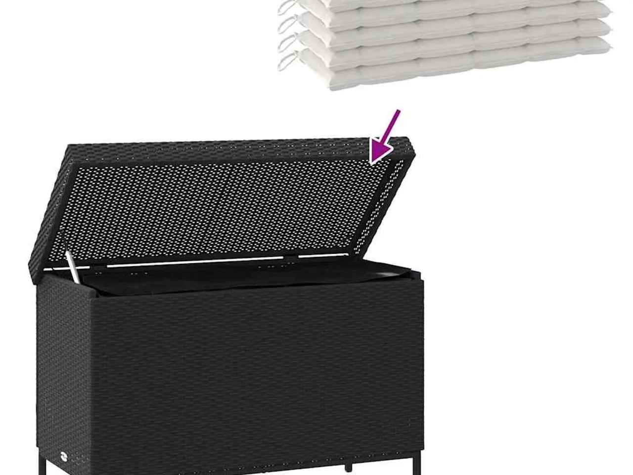 Billede 7 - Opbevaringsboks med hjul 110x55x73 cm polyrattan sort