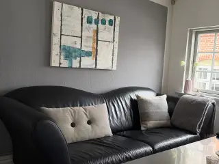Sort lædersofa