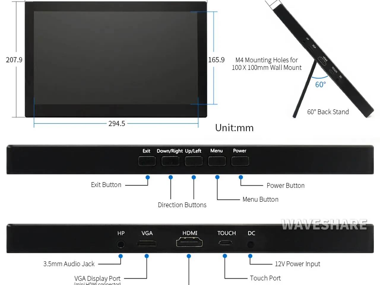 Billede 2 - Waveshare 13.3" HDMI Touch Display v2
