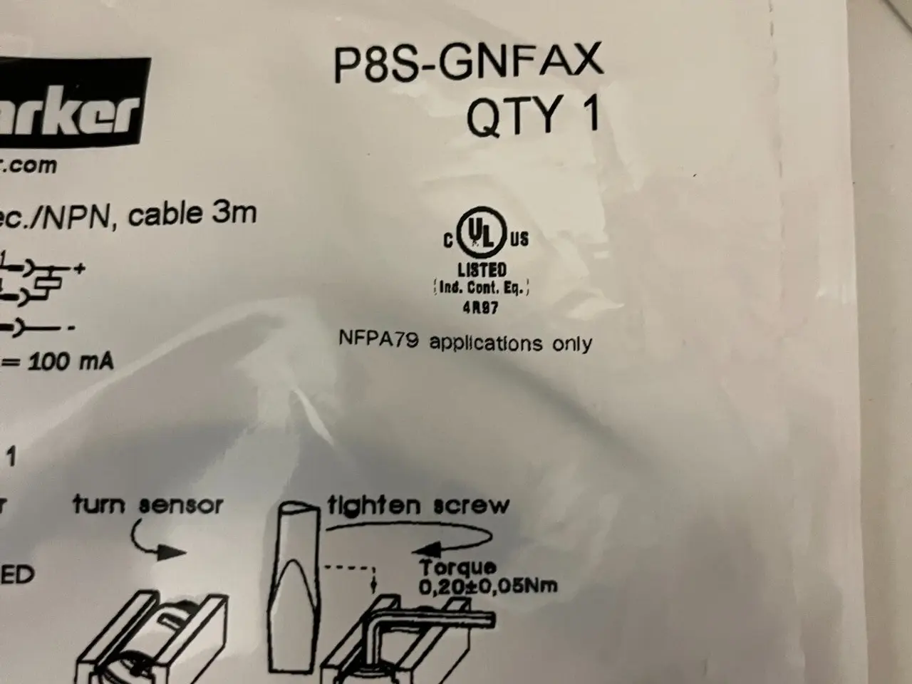 Billede 4 - Parker P8S-GNFAX Electronic Sensor NPN 3M kabel –