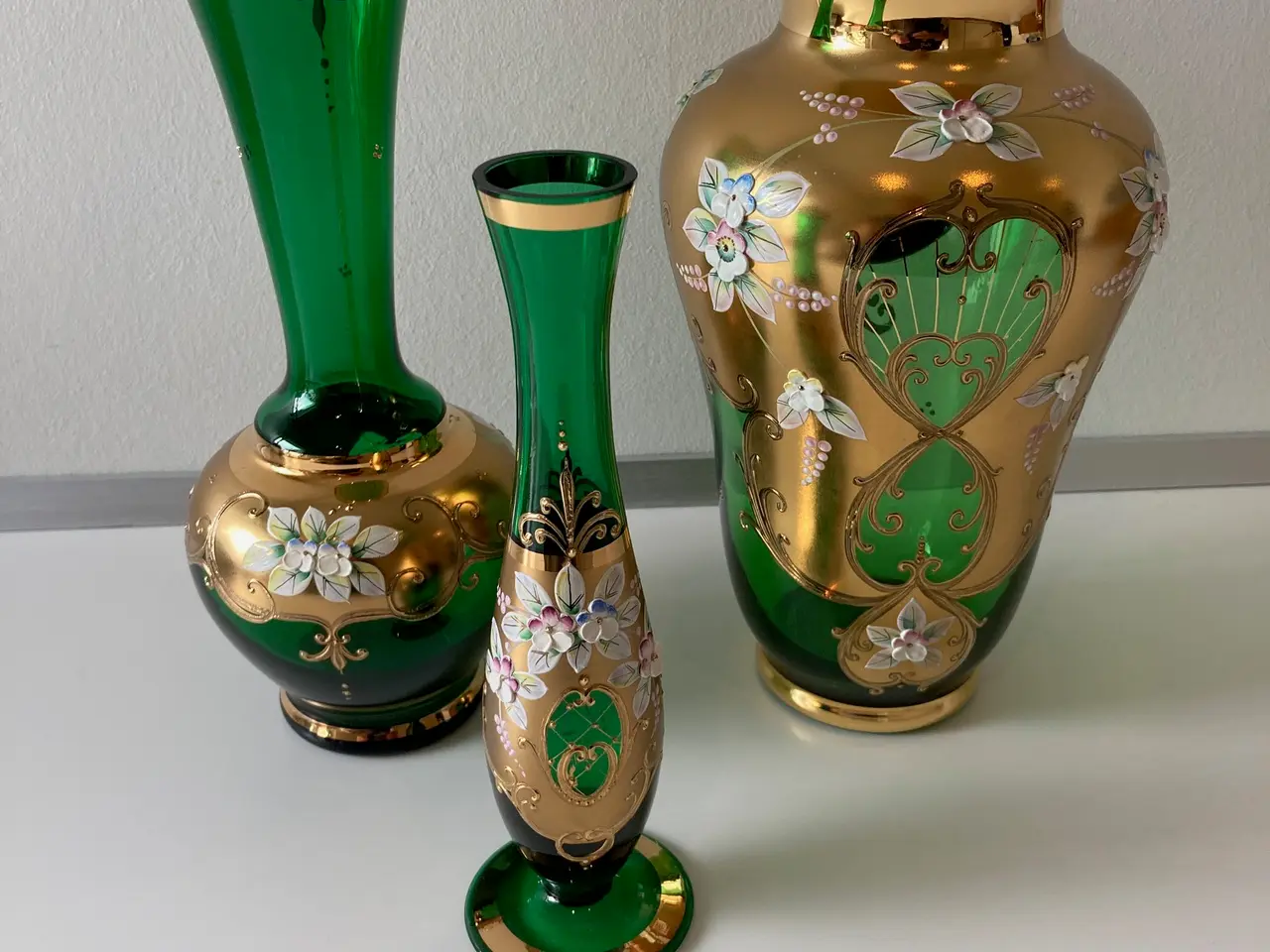 Billede 11 - Bohemian Crystal – Håndmalet Guld på Blå, Grøn & R