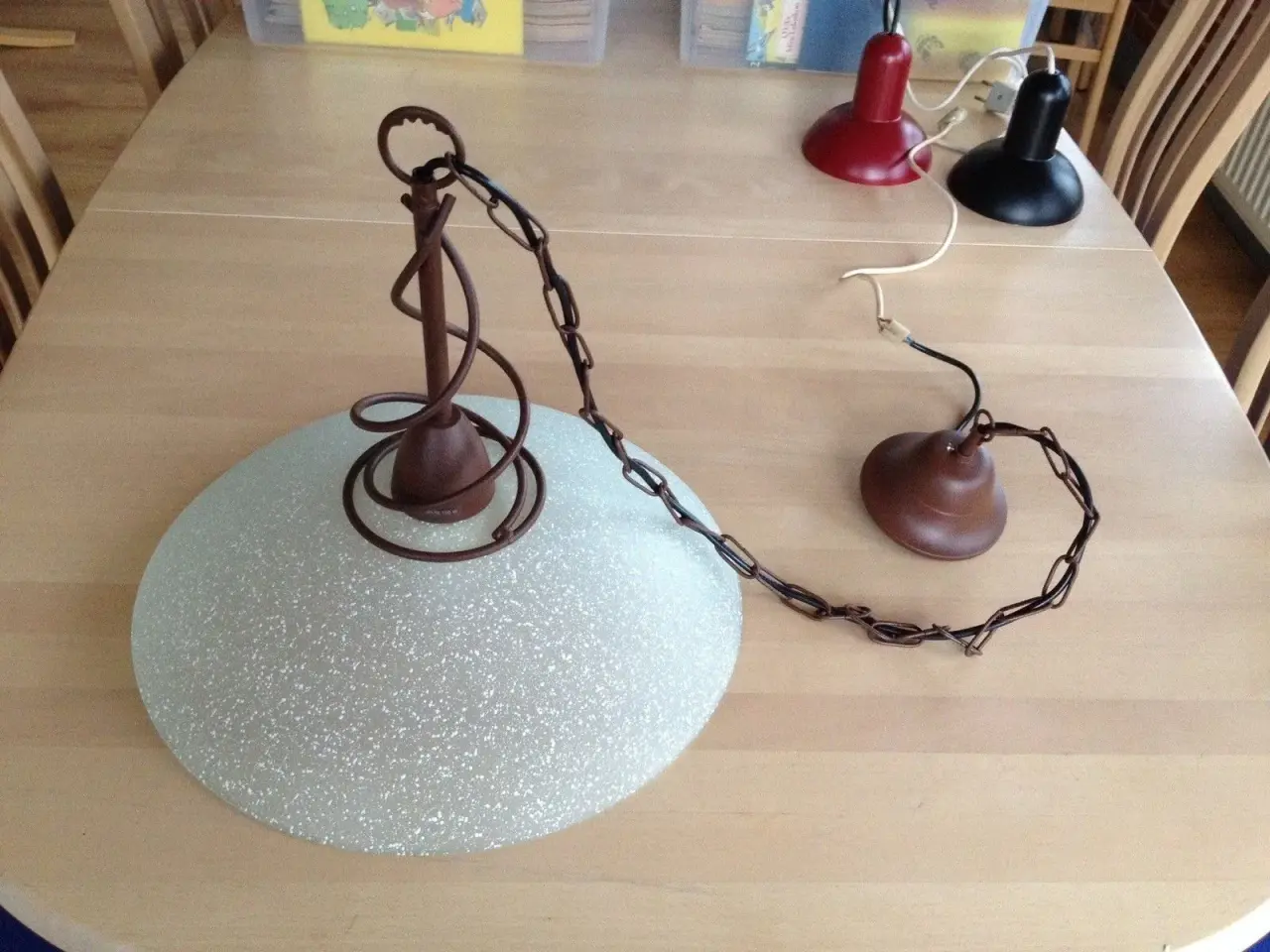 Billede 1 - Lampe med Italiensk glas diam 40 cm