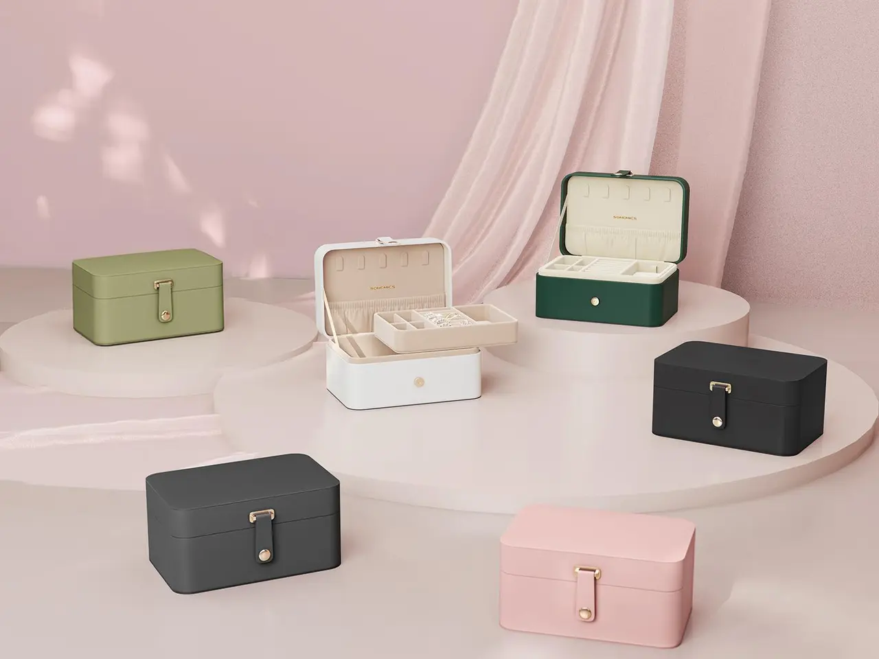 Billede 6 - Rejsesmykkeskrin i 2 lag - Jelly Pink
