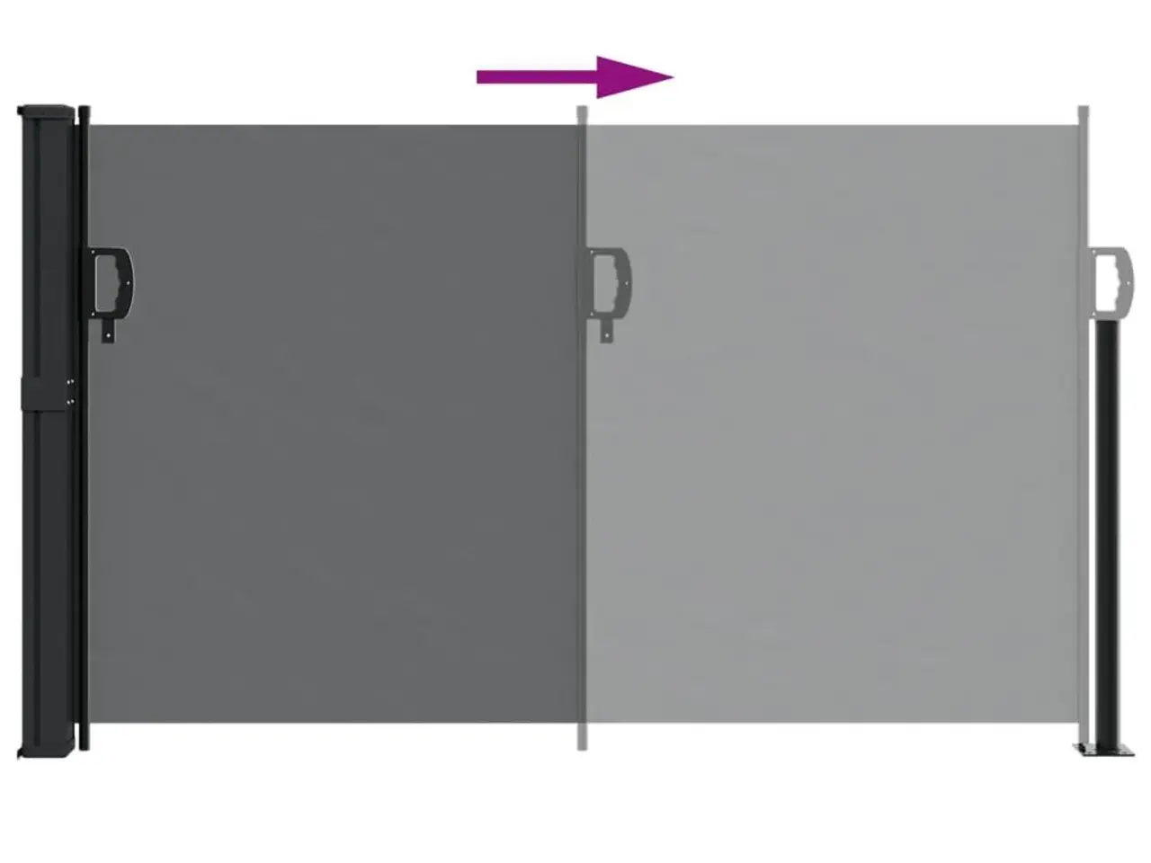 Billede 5 - Sidemarkise 117 × 300 cm - sammenrullelig, sort
