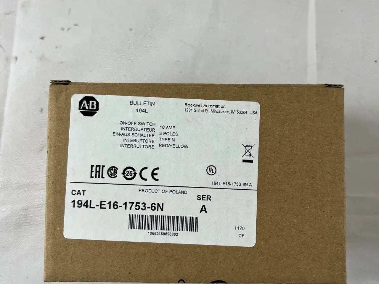 Billede 3 - Allen‑Bradley 194L‑E16‑1753‑6N Load kontakt 16 A