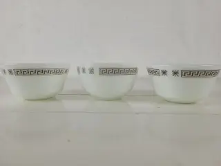 3 små JAJ Pyrex skåle med sjælden mønster