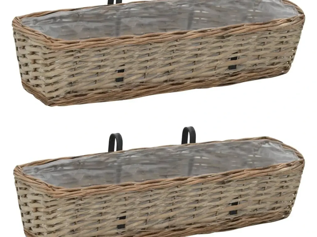 Billede 1 - Plantekasse til altan - 2 stk. kurveflet med PE-foring, 60 cm