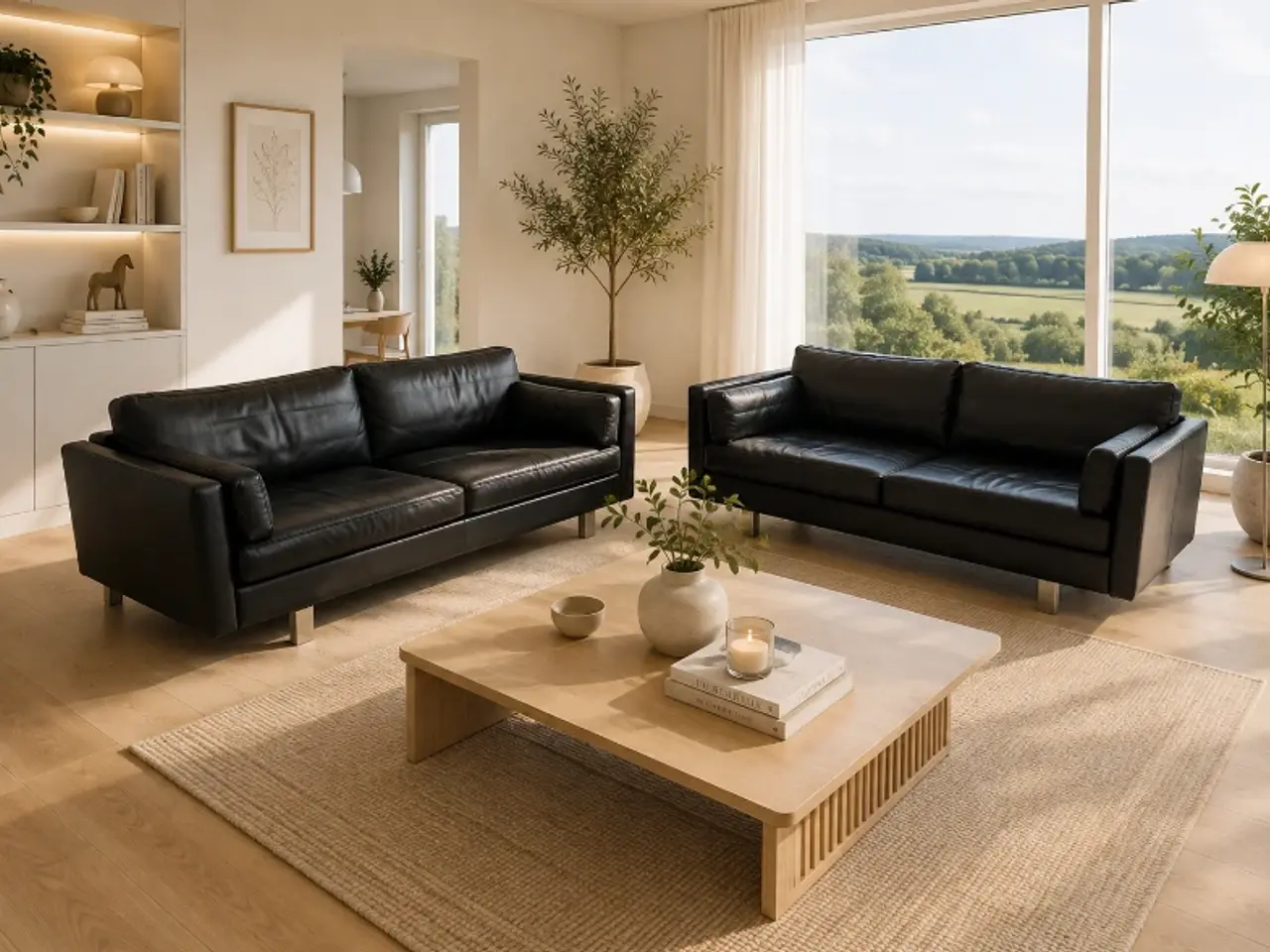 Billede 1 - Skalma Bonn 2x2,5 Pers.Sofaer i sort okse læder.
