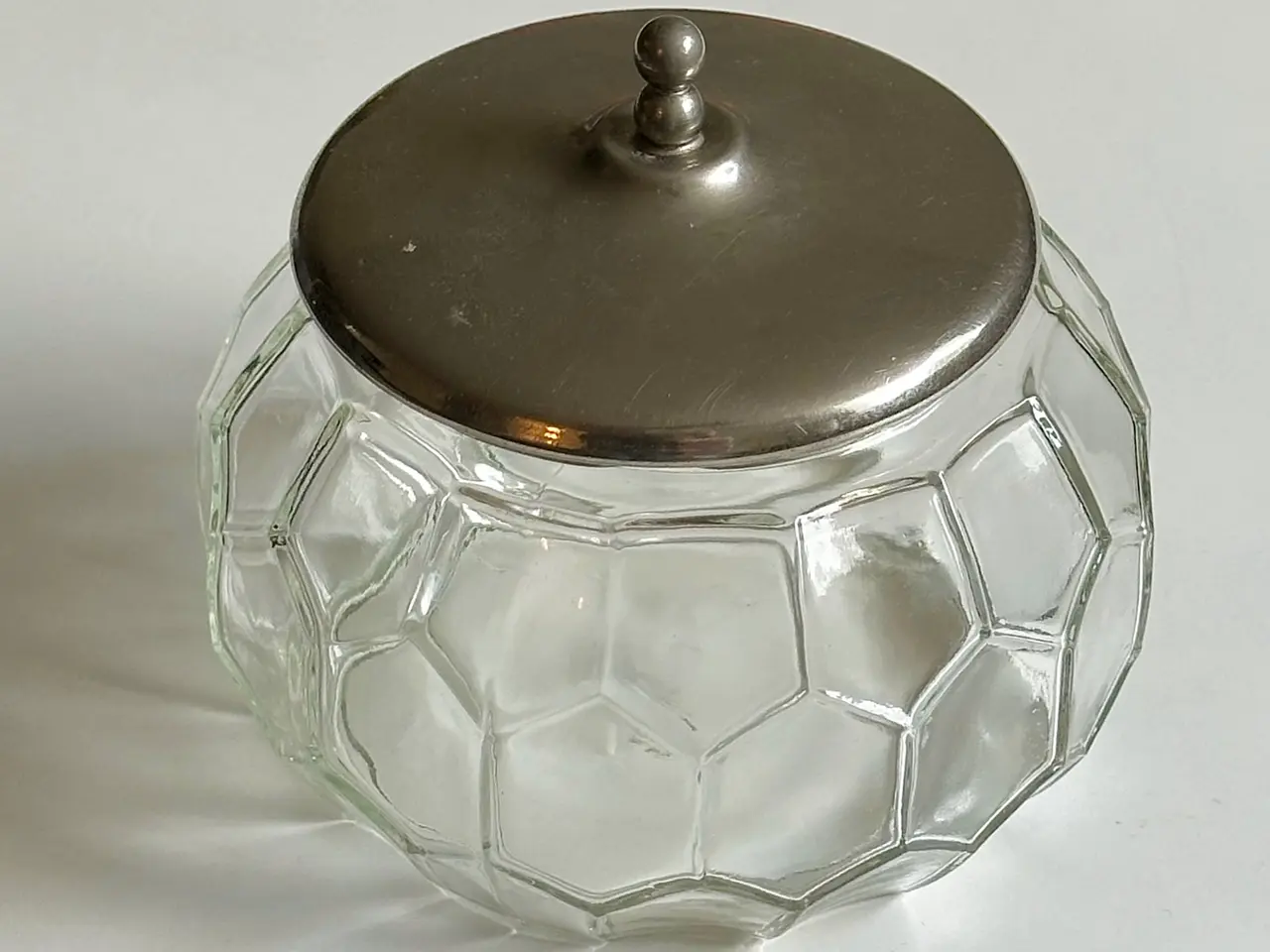Billede 1 - Lågkrukke, glas m metal
