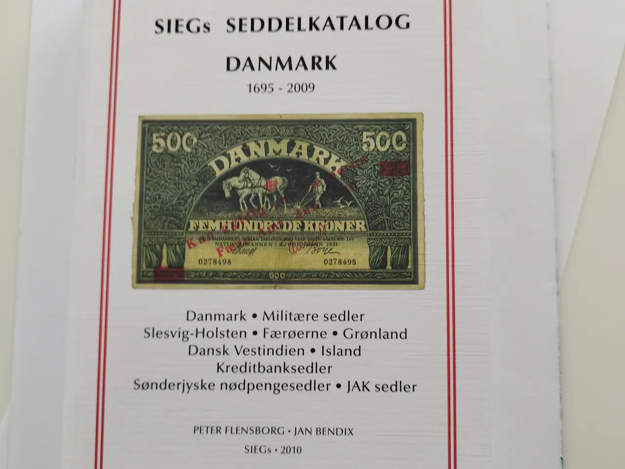 Billede 1 - Siegs Seddelkatalog Danmark 1695-2009