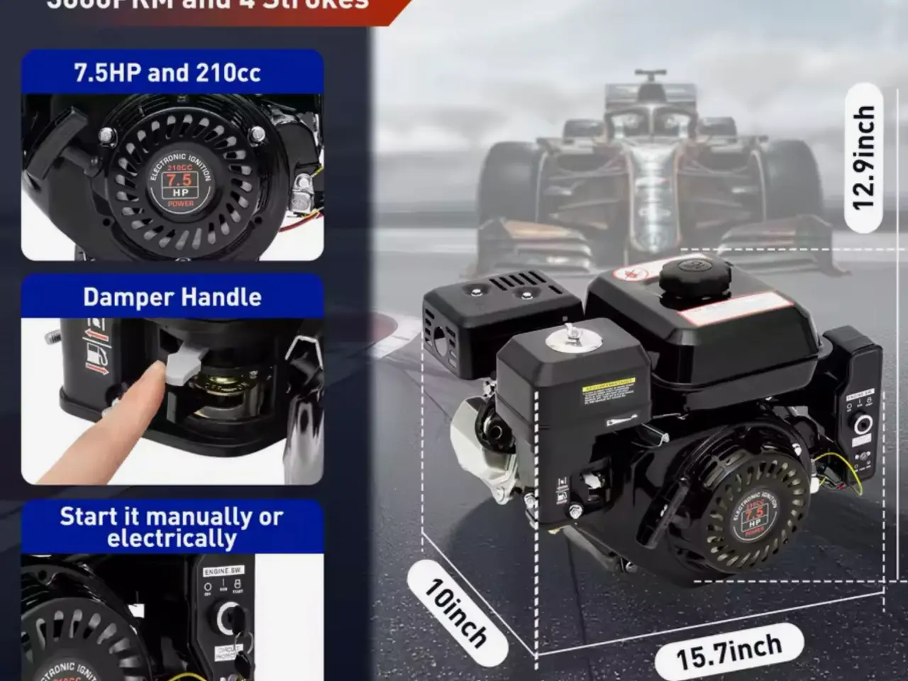 Billede 2 - 7.5 hk motor med el-start