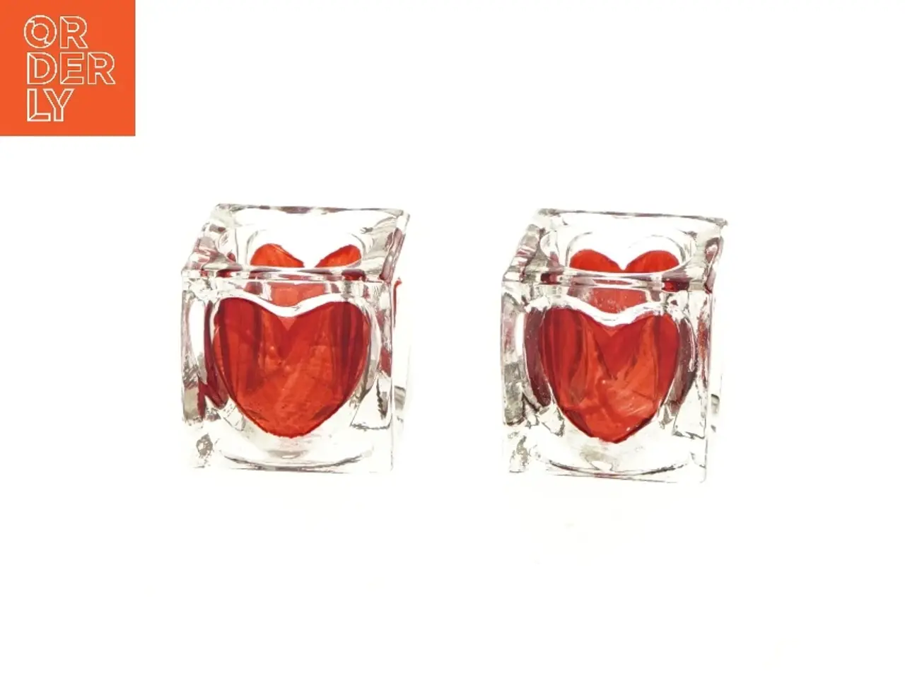Billede 1 - Glas fyrfadsstager med hjerte (str. 5,5x5,5x5,5 cm)